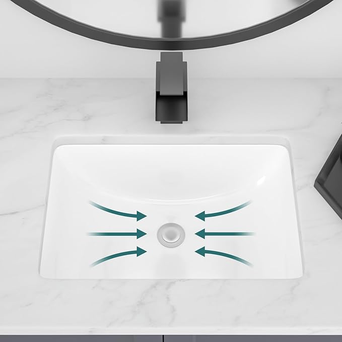 Undermount Bathroom Sink 20''x14'' White Rectangle Bathroom Sink Porcelain Ceramic Sink Vanity Basin Lavatory Sink Vessel Sink
