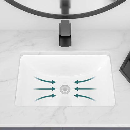 Undermount Bathroom Sink 20''x14'' White Rectangle Bathroom Sink Porcelain Ceramic Sink Vanity Basin Lavatory Sink Vessel Sink