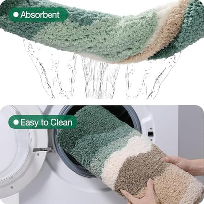 LUMI Coastal Bathroom Rug Soft Microfiber Absorbent Bath Mat 24x71