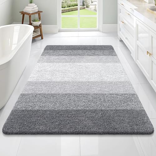 OLANLY Large Bathroom Rugs Mat 70x46, Extra Soft Absorbent Microfiber Bath Rugs, Rubber Backing, Quick Dry, Machine Washable Bath Mats for Bathroom Floor, Tub and Shower, Home Decor Accessories, Grey
