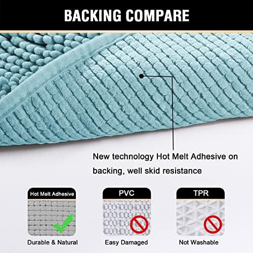 H.VERSAILTEX Microfiber Bath Rugs Chenille Floor Mat Ultra Soft Washable Bathroom Dry Fast Water Absorbent Bedroom Area Rugs, 24 x 42 - Inch, Aqua Haze