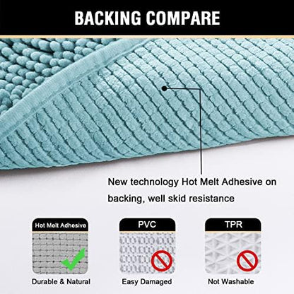 H.VERSAILTEX Microfiber Bath Rugs Chenille Floor Mat Ultra Soft Washable Bathroom Dry Fast Water Absorbent Bedroom Area Rugs, 24 x 42 - Inch, Aqua Haze