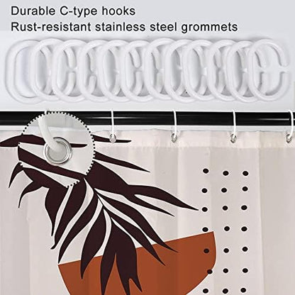 Mid Century Terracotta Stall Shower Curtain with Hooks 36x72 Inch