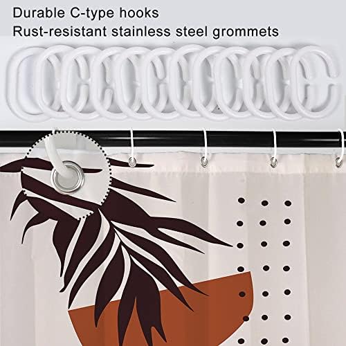 Mid Century Terracotta Shower Curtain for Bathroom 72x96 Inch