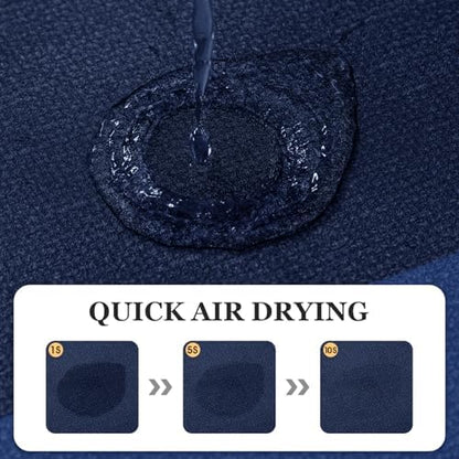 ACCUMTEK Non Slip Bath Mat, Thin Bathroom Rugs Fit Under Door, Quick Dry Bath Mats, Machine Washable Bath Rugs for Bathroom, Bathtub & Kitchen, Bathtub, Dark Blue/Bordered/36 x24