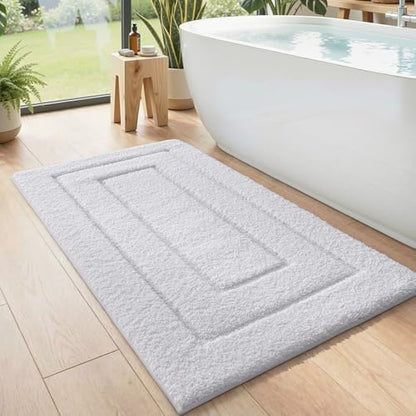 DEXI Bathroom Rugs 43x24, Non-Slip and Absorbent Bath Mat, White