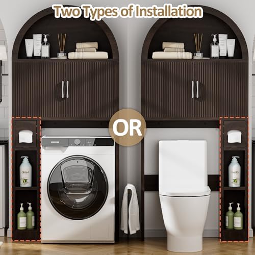 Spurgehom Over Toilet Storage Cabinet, Bathroom Arch Organizer, Coffee