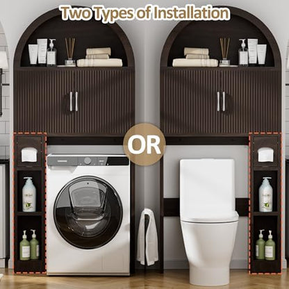 Spurgehom Over Toilet Storage Cabinet, Bathroom Arch Organizer, Coffee