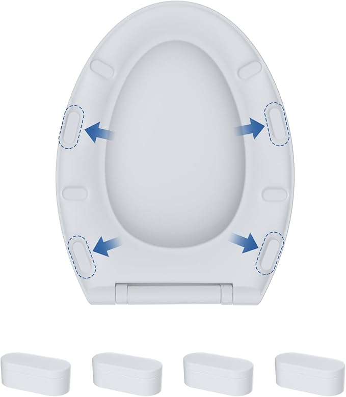 Hibbent 4 pieces Toilet Seat Bumpers for Bidet, Strong Adhesive Toilet Seat Bumpers for Use with Bidet Attachment, Universal Buffer Toilet Lid Bumpers, White