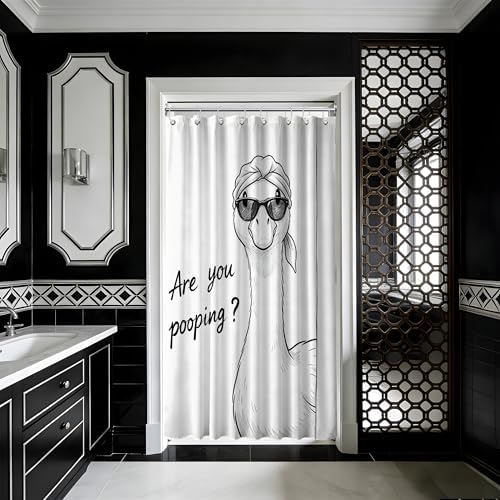 Small Stall Narrow Shower Curtain 36 x 72 Inch Funny Duck Stand Up Fun Silly Shower Curtains for Rv Camper Bathroom Decor Sets, Waterproof Cloth Fabric with Hooks