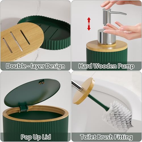 Bathroom Accessories Set 25 PCS, Dark Green Shower Curtains Set