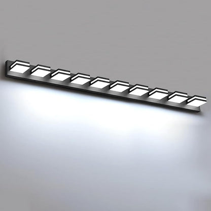 IZORRO LED Modern Bathroom Lights Fixtures(10-Light,Dimmable),Matte Black Acrylic Wall Lighting,Vanity Lights for Bathroom Over Mirror - 6000k 46In （No Assembly Required）