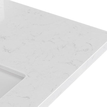 Beckford 48-inch Vintage Green Bathroom Vanity with Center Rectangle Single Sink, Carrara White Quartz Countertop & Backsplash, Solid Wood Frame, Soft-Closing & Dovetail Drawers