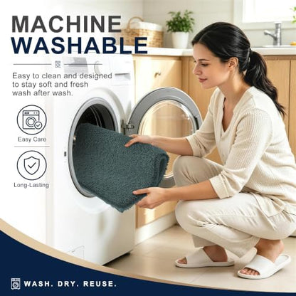 OLANLY Microfiber Bathroom Rugs 30x20, Ultra Soft Bath Mat, Blackish Green