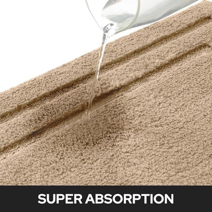 HOMEIDEAS Bathroom Rugs Sets 2 Piece, Soft Non Slip Bath Mat Khaki