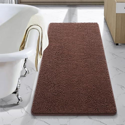 LOCHAS Luxury Bathroom Rug Shaggy Bath Mat 24 x 48 Inch, Brown