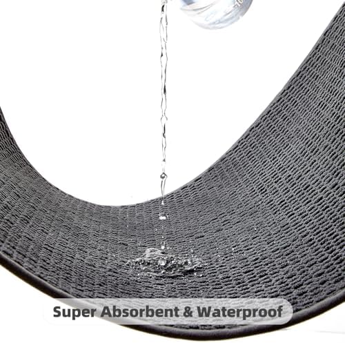 TYUU Large Bathroom Rugs Non Slip Washable Bath Rugs Super Absorbent Bathroom Rug Thin Quick Dry Low Pile Bath Mats, Dark Grey 36"x60"