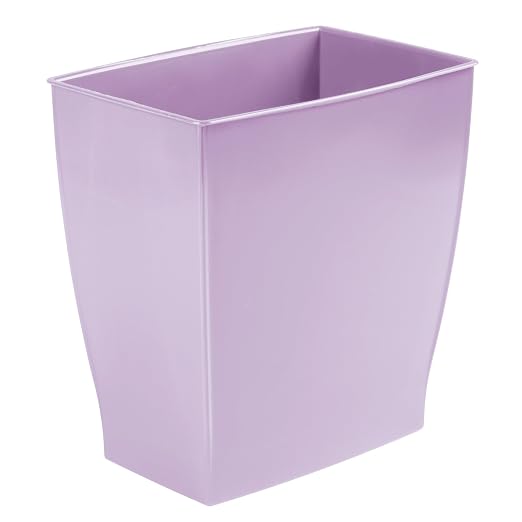 iDesign Small Plastic Bathroom Trash Can, Slim Rectangle Purple | For Bedroom, Office, Dorm, Garbage Bin