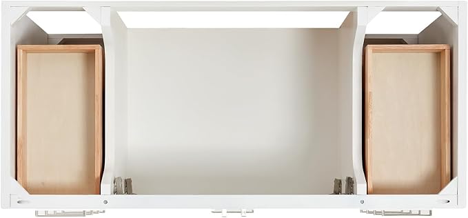 Langford 48-inch White Bathroom Vanity with Center Rectangle Single Sink, Italian Carrara Marble Countertop & Backsplash, Solid Wood Frame, Soft-Closing & Dovetail Drawers