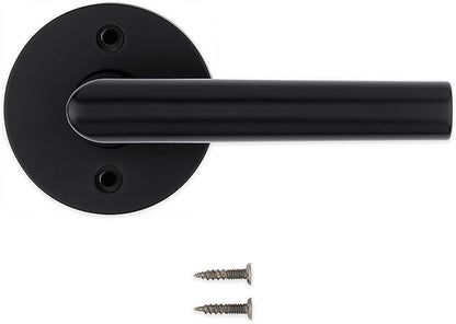 Kwikset Milan Dummy Door Handle, Single Sided Lever for Closets, French Double Doors, and Pantry, Matte Black Non-Turning Reversible Interior Push/Pull Lever, FeaturIng Microban