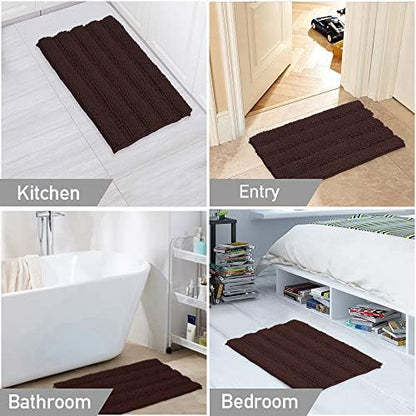 Turquoize Bathroom Rug 20"x32", Soft Absorbent Chenille Bath Rug, Brown