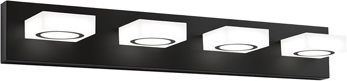 Bathroom Vanity Light, 4-Light 31 Inch Matte Black 5CCT 2700-6500K LED Bathroom Light Fixtures Over Mirror, Vanity Lighting Modern Bath Wall Sconce for Mirror Bedroom Living Room