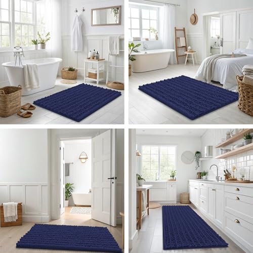 Smiry Bathroom Rugs 44X24, Extra Soft Rubber Backing Chenille Bath Mats