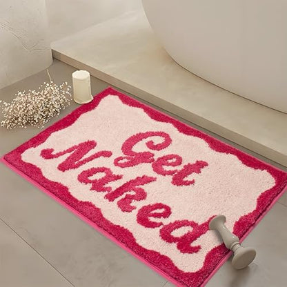 KOEXM Get Naked Bath Mat Pink Bathroom Rugs 20" x 32" Non Slip Shower Rugs