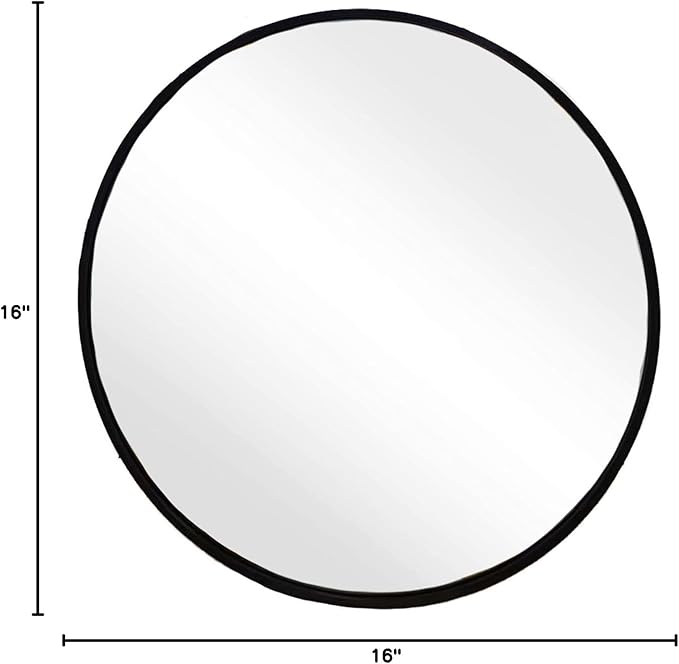 Small Round Mirror, 16 inch Black Circle Mirror, Matte Metal Frame | High Definition Mirror, Waterproof, Easy Installation, Circular Mirrors for Vanity, Nursery, Bedroom, Wall Décor