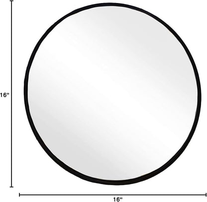 Small Round Mirror, 16 inch Black Circle Mirror, Matte Metal Frame | High Definition Mirror, Waterproof, Easy Installation, Circular Mirrors for Vanity, Nursery, Bedroom, Wall Décor