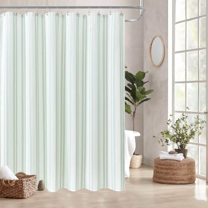 ORTIGIA 3 in 1 Waterproof Shower Curtain PEVA Liner Set 72x72 Inch,Green