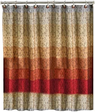 Zahari Home 13pc Miramar Bathroom Shower Curtain Sets Shower Curtain & 12 Shower Bathroom Hooks Modern Classic Luxury Contemporary Decor Multi Color Shower Curtain Set