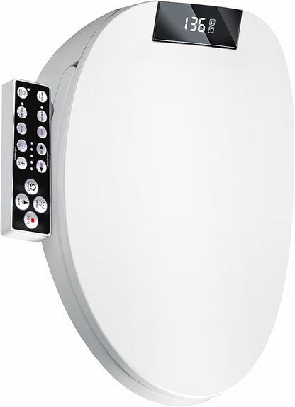 Electric Heated Bidet Toilet Seat, Warm Water Oscillating Wash, Heated Toilet Seat, Air Dryer, Soft Close Lid, Night Light, Self Cleaning Nozzle, LED Display Requires Outlet - Elongated