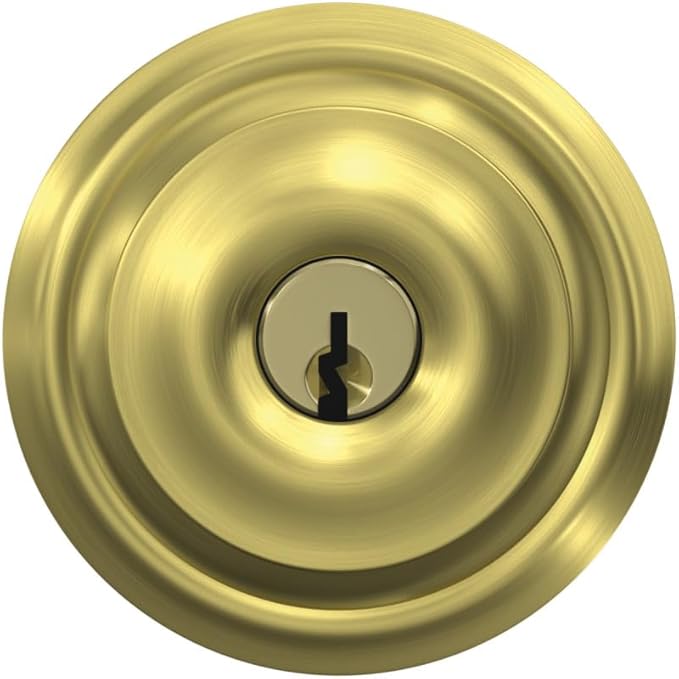 SCHLAGE F51A GEO 608 Georgian Knob Keyed Entry Lock, Satin Brass