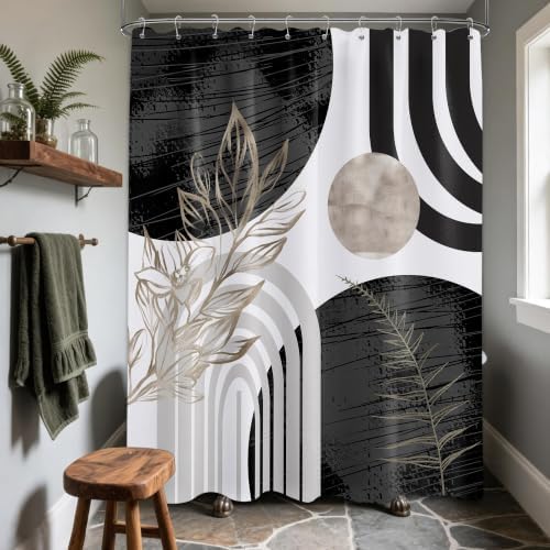 Black and White Shower Curtain, 60X72 in, Mid Century Modern