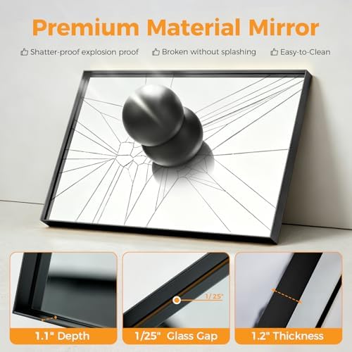 NEWBULIG 22"x30" Wall Mirror, Bathroom Mirrors for Over Sink, Black