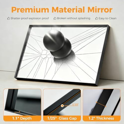 NEWBULIG 30"x36" Wall Mirror, Bathroom Mirrors for Over Sink, Black