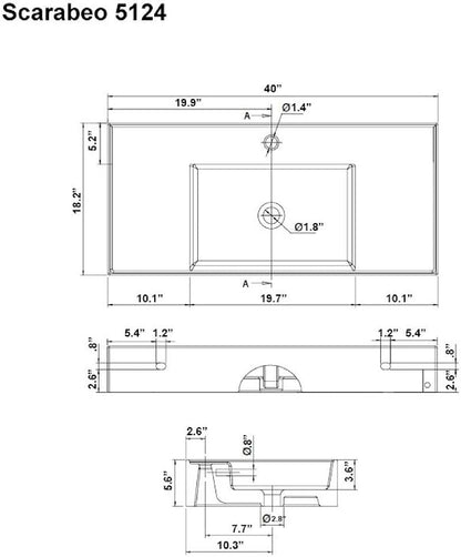 Scarabeo 5124-One Hole Bathroom Sink, One Size, White