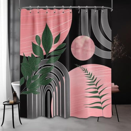Black and Pink Shower Curtain, 72x72 in, Mid Century Modern Girls