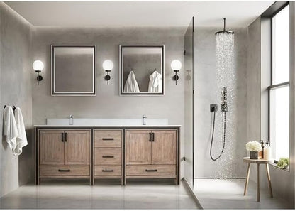 Ziva 80 in W x 22 in D Rustic Barnwood Double Bath Vanity and Cultured Marble Top