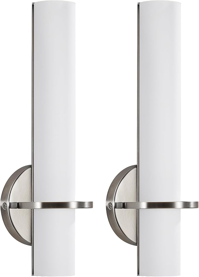 Brushed Nickel Bathroom Sconces Wall Lighting 5CCT LED Dimmable Modern Wall Sconces Set of Two Indoor Wall Lamps for Bedroom Living Room Mirror 15 inch (Hardwired)
