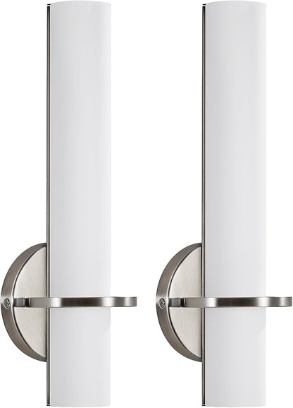 Brushed Nickel Bathroom Sconces Wall Lighting 5CCT LED Dimmable Modern Wall Sconces Set of Two Indoor Wall Lamps for Bedroom Living Room Mirror 15 inch (Hardwired)
