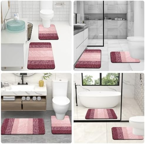 OLANLY Microfiber Bathroom Rugs Sets 3 Piece, 47"x20"+24"x16"+24"x20"