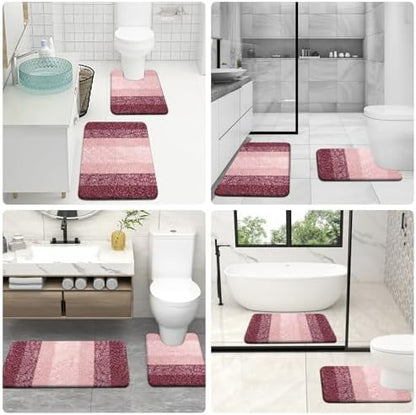 OLANLY Microfiber Bathroom Rugs Sets 3 Piece, 47"x20"+24"x16"+24"x20"