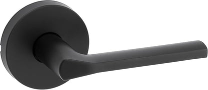 Kwikset Lisbon Interior Passage Door Handle, Round Lever for Closet and Hallway Doors, Reversible Non-Locking Handle Lever, Matte Black, with Microban Protection