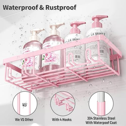 Liuoud 5 Pack Shower Caddy for Inside Shower, Pink Bathroom Decor Set