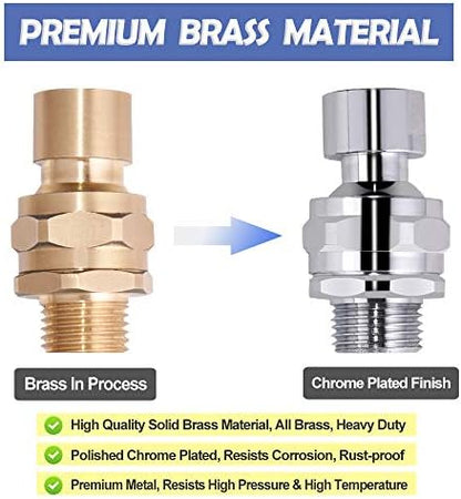 Shower Head Swivel Ball Adapter Brass Adjustable Shower Arm Connector Universal Showering Component Shower Arm Extension, Polished Chrome