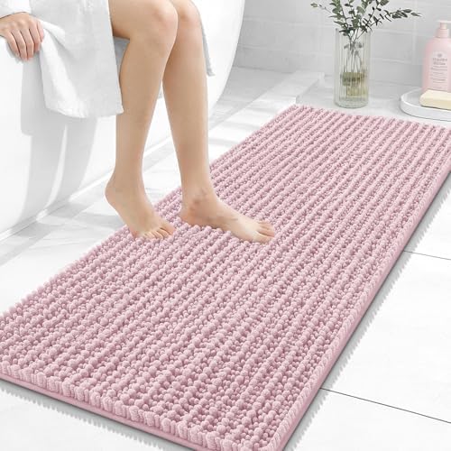OLANLY Bathroom Runner Rugs 47x20, Thick Soft Absorbent Chenille Bath Rugs