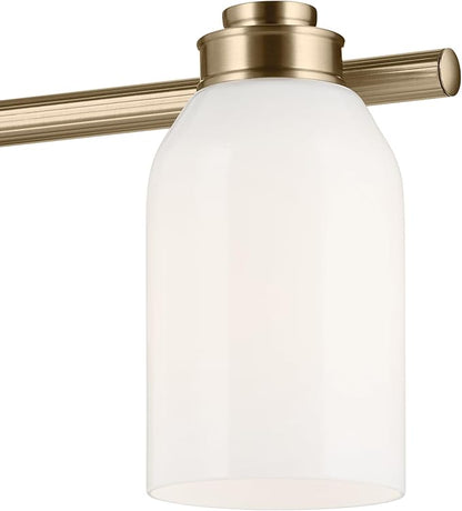 Kichler Shae 24.25" 3-Light Vanity Light with White Opal Glass in Champagne Bronze, for Bathroom Vanity, Powder Room, Over a Mirror, (24.25" W x 9" H), 55202CPZ