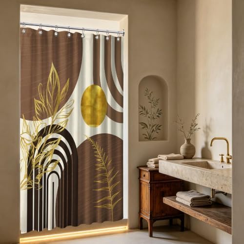 Brown and Gold Stall Shower Curtain, 48X72 in Narrow Small, Mid Century